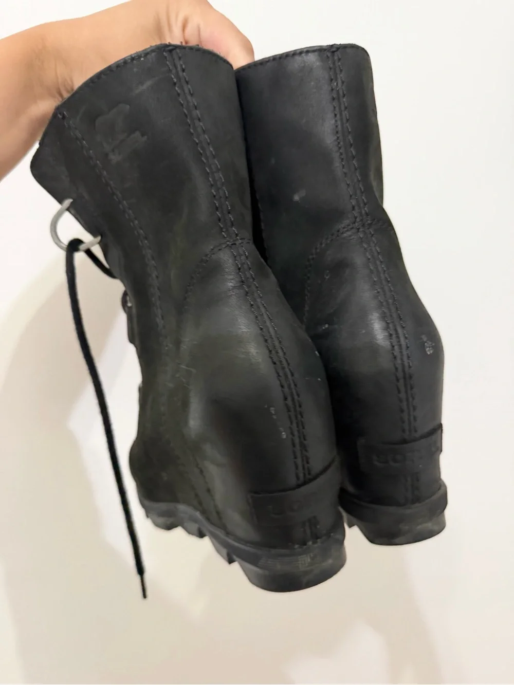 Sorel Joan of Arctic Wedge II Boot Black Women’s Combat Grunge size 7.5